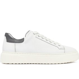 Resim Derimod Erkek Beyaz Bağcıklı Kalın Tabanlı Deri Sneaker,Kışlık Spor Ayakkabı 25WFD640418 