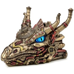 Resim Steampunk Serisi Saklama Kutusu Özellikli Ejderha Kafası Biblo 