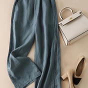 Resim Yazlık Kadınlar İçin Geniş Bel Dar Kesim Düz Bacaklı Pantolon 