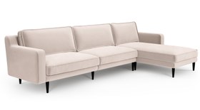 Resim Klem Slim 312 x 171 Köşe Ahşap Ayak - Kadife - Butter / Siyah / Rahat Dolgu 