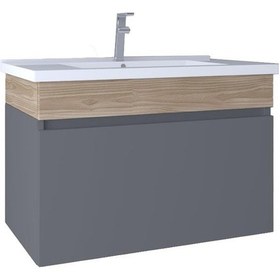 Resim Kobos Harmony 80 Cm Lavabo Dolabı Füme + Meguro Kb710012 Çok Renkli 