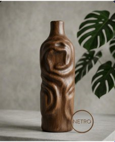 Resim Dalgalı Dekoratif Vazo Seramik Şık Vazo El Ypımı Özel Seri 35 Cm Kahverengi 