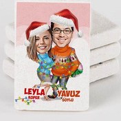 Resim Yeni Yıl Çiftleri Karikatürlü Taş Buzdolabı Magneti 