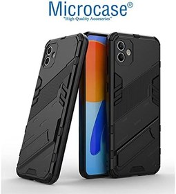 Resim Microcase Samsung Galaxy A04 Matrix Serisi Armor Standlı Perfect Koruma Kılıf - Siyah AL3416 