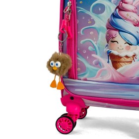 Resim Dondurma Desenli 4 Tekerlekli Çocuk Valizi, Eğlenceli Seyahat Arkadaşı - Dondurma Desenli 