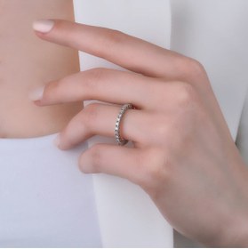 Resim Abries Jewellery 14 Ayar Kadın Pırlanta Altın Single Line Tamtur Yüzük 