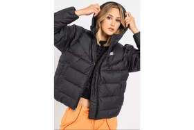 Resim Nike Down Fill Storm Fit Loose Fit Womens Winter Jacket Black Loose Fit Kapişonlu Kaz Tüyü Kadın Şişme Mont Siyah 