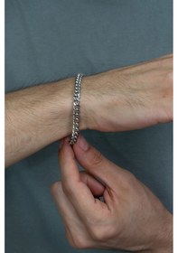 Resim Küba Gurmet Erkek Çelik Zincir Bileklik 7 Mm 21 Cm Eck29B Beyaz 