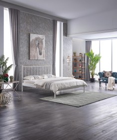 Resim Unimet Falez-st Çift Kişilik Metal Karyola-beyaz (YÜKSEK BAŞLIKLI) (AHŞAP LATALI) 