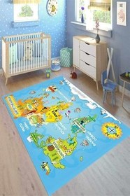 Resim Cotton Şönil Kaymaz Tabanlı Yıkanabilir Antibakteriyel Dijital Baskı Çocuk Halısı, 160 x 350 CK-10076A-CTN 