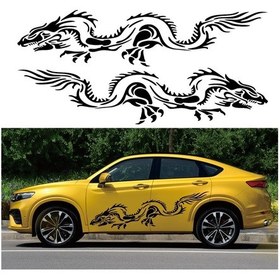 Resim Sones 2 Adet/takım D-418 Ejderha Totem Kabile Desen Araba Modifiye Dekoratif Etiket Sarı 