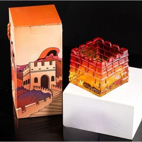 Resim Chuangyinshop Glass Ashtray X 1 Renkli Buz Desenli Kül Tablası 3.27 X 2.8 X 3.74inch Ev Dekoru Parti 