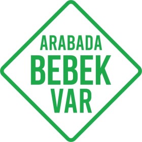 Resim Arabada Bebek Var Sticker 17X17 cm Yeşil 