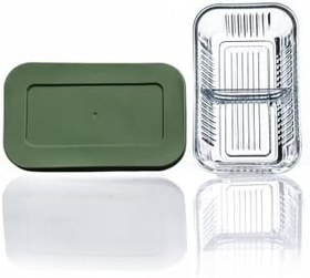 Resim Fhilli Frigo 2 Adet Bölmeli Kahvaltılık Tereyağlık Sızdırmaz Kapaklı Cam Saklama Kabı 