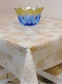 Resim Krem Ithal Pvc Muşamba - Desenli Silinebilir Masa Örtüsü 18ihtl30 140 X 160 