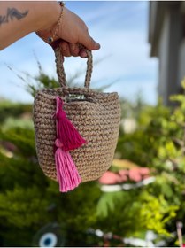 Resim UNİCORNS Küçük Boy Çanta, Hasır Clutch, El Örgüsü Çanta, Clutch, Tasarım Çanta, Jüt Çanta 