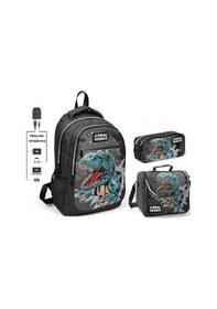 Resim Coral High Erkek Çocuk Dinazor Desenli 3'lü Çanta Takımı - Usb So 