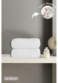 Resim 2'li Beyaz Hotel El Havlusu - 50x90 Cm, 225 Gr, %100 Pamuk, Spa Ve Otel Havlusu, Günlük Kullanıma Uygun Beyaz 