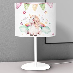 Resim instababyrooms Doğum Günü Unicorn Desenli Çocuk Odası Dijital Baskılı Çocuk Odası Masaüstü Abajur Avize 