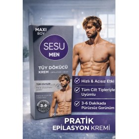 Resim Hobibahçem Sesu Men Tüy Dökücü Krem 200 ml Maxi Boy Erkekler Için Hızlı Etkili Depilasyon Kremi 
