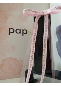 Resim Papyonbebek0 Fiyonk Kurdele Toka - Pembe - Organik & El Yapımı Pembe 