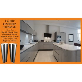 Resim Genel Markalar Mutfak Dolabı Metalik Gümüş Lake Görünümlü Parlak Mobilya Ve Ahşap Kaplama Folyosu (61cmx6m) 