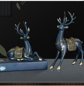 Resim Lijinxu 1x Ren Geyiği Çift Heykeli Heykel Şarap Dolabı 