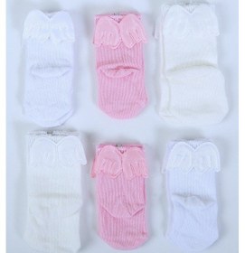 Resim Baby Shez Pamuklu 6'lı Yenidoğan Melek Kanatlı Bebek Çorap Pembe 