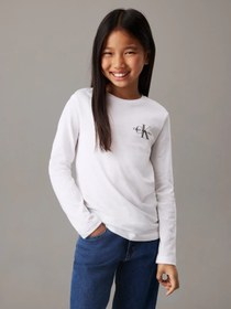 Resim Calvin Klein CHEST MONOLOGO LS Beyaz Çocuk Sweatshirt 