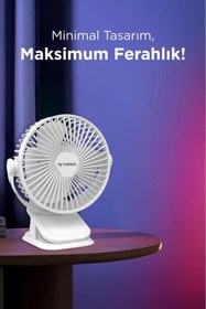 Resim SNEXPRES Masaüstü Şarjlı Klipsli 360 Derece Dönen Portatif Fan Vantilatör Şarjlı Klipsli Soğutucu 