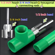 Resim 4 adet Entegre Boru Konu Tap Seti - Boru Konu Onarım Aracı, Dayanıklı Alaşım Çelik Malzeme ile Üretilmiştir, PPR, PE ve PVC Borularında 1/2 İnç ve 3/4 İnç Konu Deliklerini Tıklama İçin Uygun - Boru Tap | Boru Konu Tıklama Aracı 