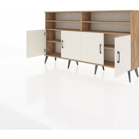 Resim Arges Konsol 6 Raflı 4 Kapaklı 176x30x99 Çam-aytaşı/antrasit Çam-aytaşı/antrasit 