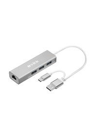 Resim S-lınk Type-c -usb 3.0 1000mbps 3 Port Usb Gigabit Ethernet Adaptör Gri 