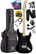 Resim Maxword MAP-45BK Siyah Elektro Gitar Seti HSS Manyetik Maple Klavye Strat Kasa 