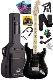 Resim Maxword MAP-45BK Siyah Elektro Gitar Seti HSS Manyetik Maple Klavye Strat Kasa 