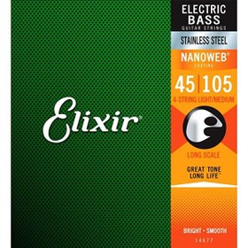 Resim Elixir 14677 Nanoweb Medium 4 Telli Bas Gitar Teli (45-105) 