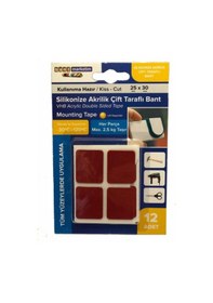 Resim Silikonize Akrilik Çift Taraflı Bant Gri 12' Li 25mmx30mm Özel Kesim Kullanıma Hazır 