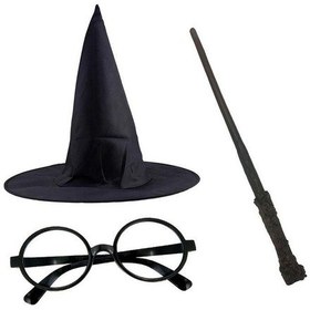 Resim Harry Potter Şapkası Harry Potter Gözlüğü Harry Potter Asası 3 lü Set 