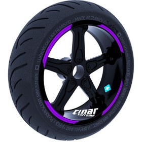 Resim Double Stripe Tasarımlı Patlıcan Moru Jant Şeridi Sticker Çınar Extreme 