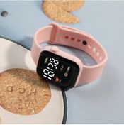 Resim Sunshine022 Pembe Unisex Led Dijital Adım Sayarlı Saat - Silikon Kayış, Sökülebilir Kordon Diğer 