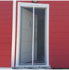 Resim Mıknatıslı Fiberglass Yanmaz Tül Otomatik Kapı Sinekliği 