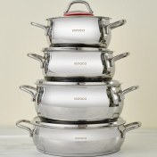 Resim Karaca Emirgan İndüksiyon Tabanlı 8 Parça Çelik Tencere Seti 