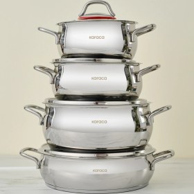 Resim Karaca Emirgan İndüksiyon Tabanlı 8 Parça Çelik Tencere Seti 