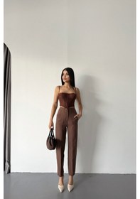 Resim Ge Ticaret Pantolon Pensli Atlas Kumaş - Kahverengi Kahverengi 
