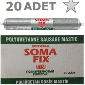 Resim 20 Adet 600 Ml Somafix Gri Poliüretan Mastik Sosis Dış Cephe Pu Gri 