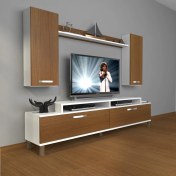 Resim Decoraktiv Ekoflex 7 Slm Krom Ayaklı Tv Ünitesi Tv Sehpası - Beyaz - Ceviz 