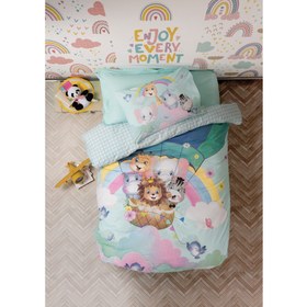 Resim Cotton Box Junior Nevresim Takımı Tek Kişilik Fittet Cute Animals Mint 