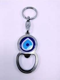 Resim Metal Nazar Boncuğu Temalı Şişe Açacağı Anahtarlık Hediyelik Akse 