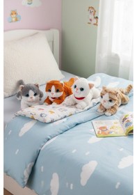 Resim Miyavlayan Peluş Kedi 25 Cm - Yumuşacık Tüylü Sesli Uyku Arkadaşı Ve Hediye Kedi Oyuncak Gri 