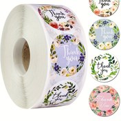 Resim 500 Adet Şık Çiçekli "Teşekkürler" Etiketleri - Kendinden Yapışkanlı, Parlak Yuvarlak Etiketler Renkli Çiçek Tasarımlarıyla Düğün Davetiyeleri, Scrapbooking & Paket Mühürleme, Etkinlik Hediyeleri için|Çeşitli Tasarımlar|Tek Kullanımlık Etiketler, Çiçek Etiketleri 